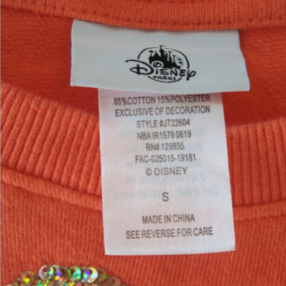 Disney World Orange Sweatshirt with Gold Sequin Mickey - size Small - Picture 5 of 5